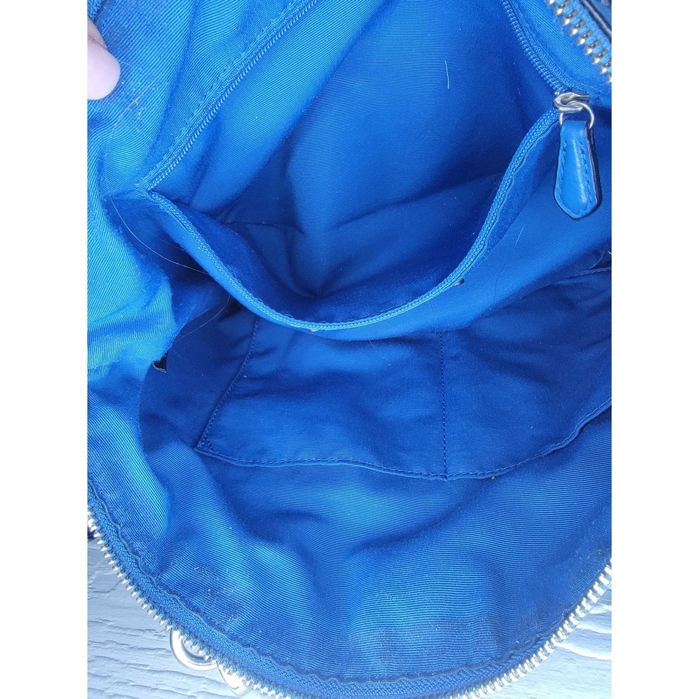 Coach Kelsey Satchel Cobalt Blue Pebbled Leather Crossbody Handbag Medium - Picture 2 of 14